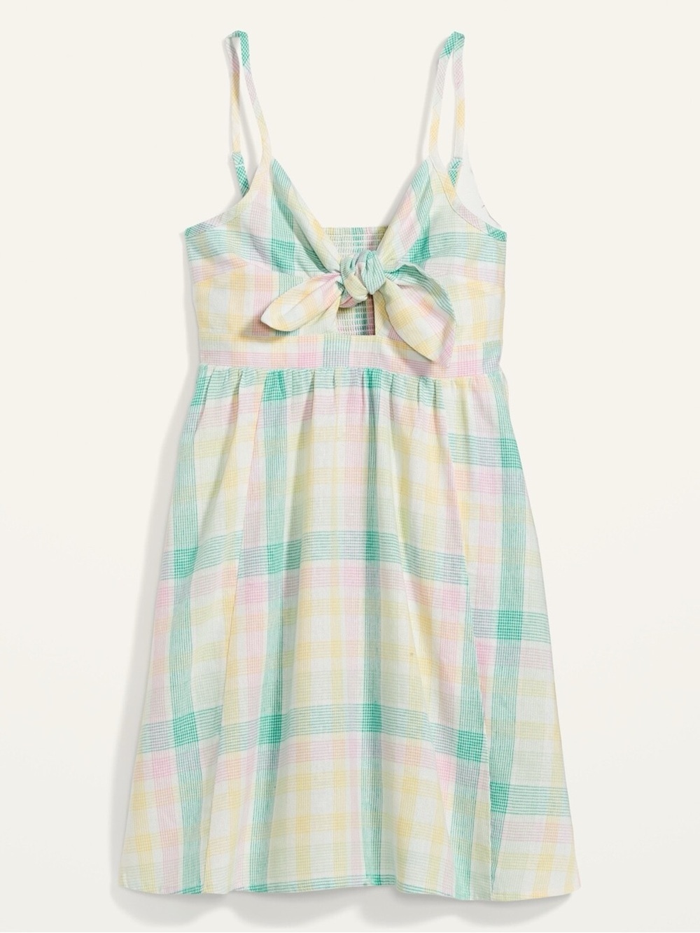 Old Navy Pastel Plaid Tie-Front Dress - Mint, Pink, Yellow